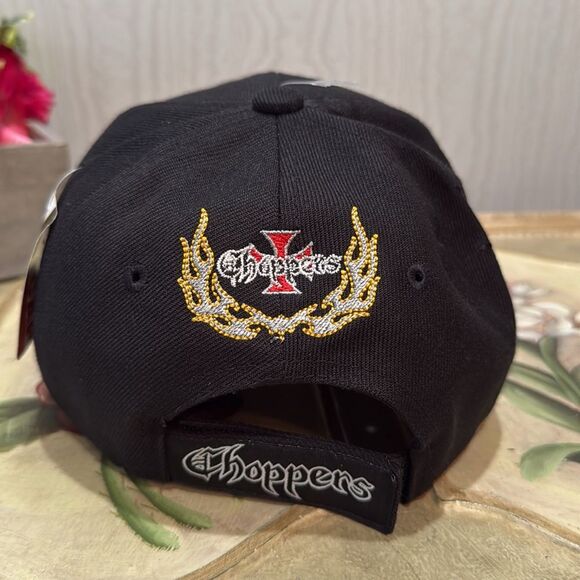 Choppers Flames Embroidered Cap Hat Adjustable Black NWT - Picture 5 of 14